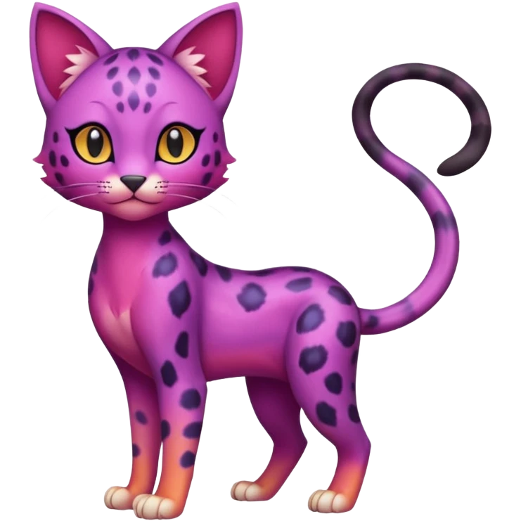 Gradients-colored realistic elegant lanky feminine cute pretty  Liepard-Purrloin-Litten-Sprigatito-Pokémon-fusion-creature (full body) emoji