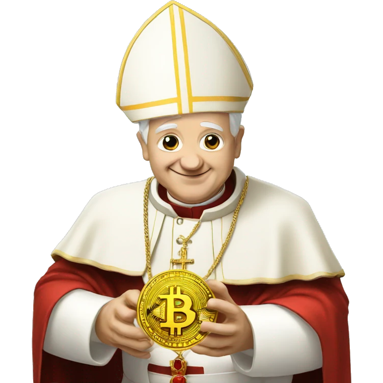 The pope holding Bitcoin emoji
