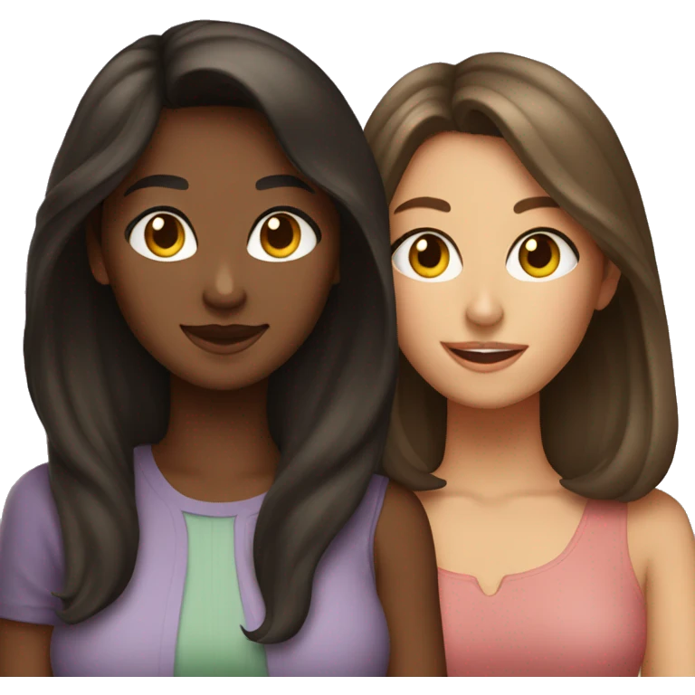 Two brunettes with two cats emoji