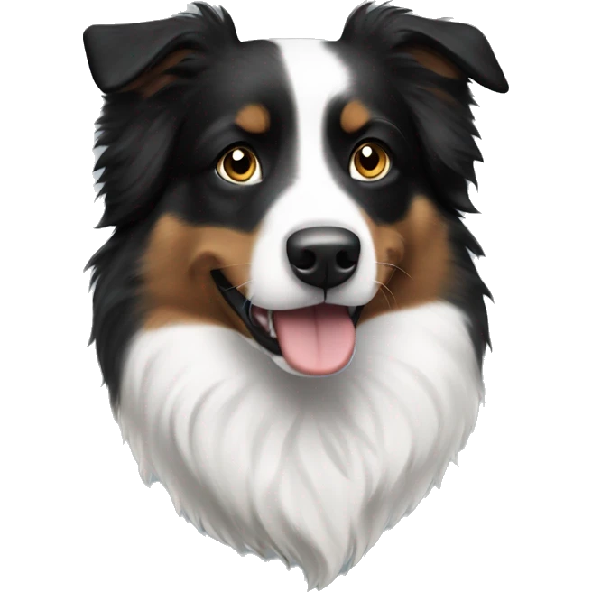 Fluffy Black and white Australian shepherd dog  emoji