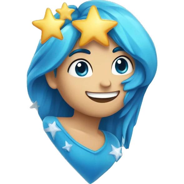 Corazón azul con estrellitas emoji