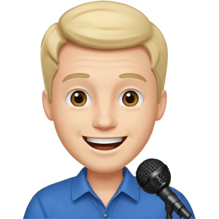 happy man speaks into the microphone emoji