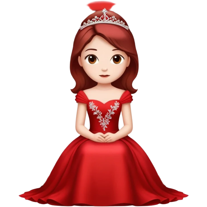 A beautiful girl wearing a red wedding dress sitting emoji