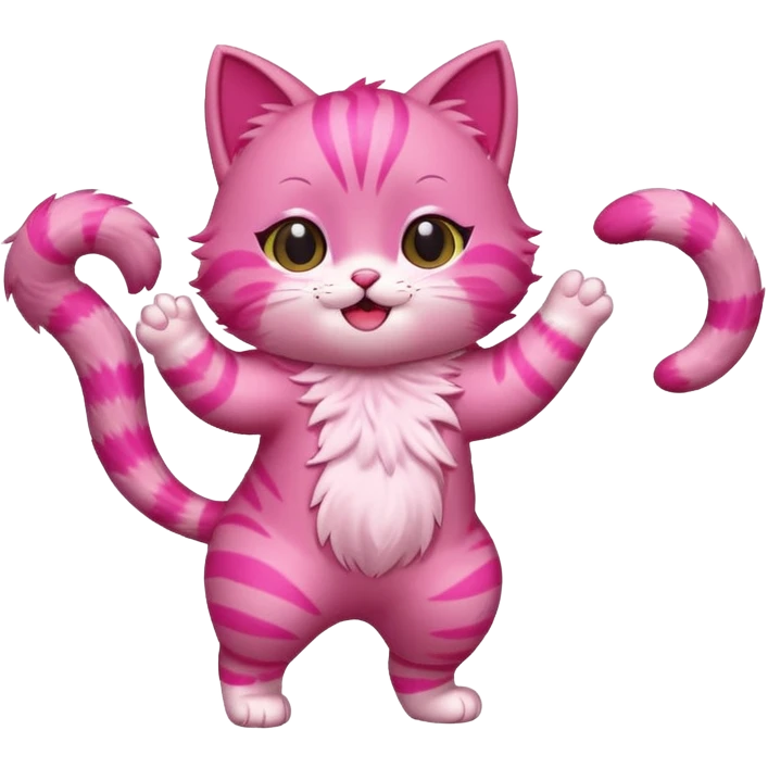 chibi anime pink cat dancing emoji