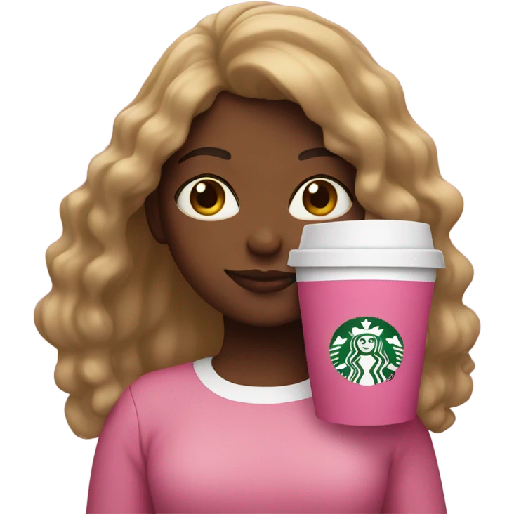 Spanish girl holding a pink Starbucks cup emoji