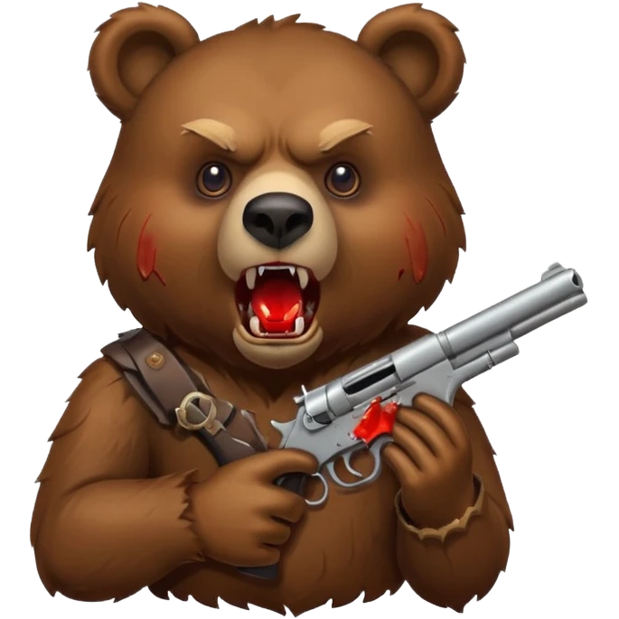 Bloody bear with gun in mouth emoji