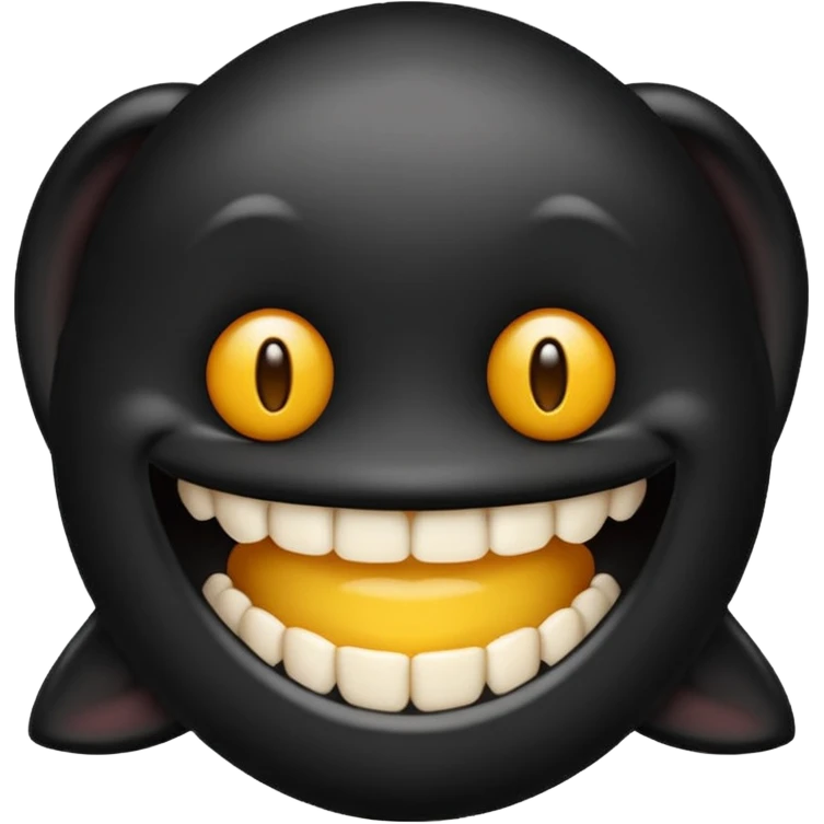 Emoji de pele preta com aparelho dentário bragets com os dentes a mostra bem amarelo emoji