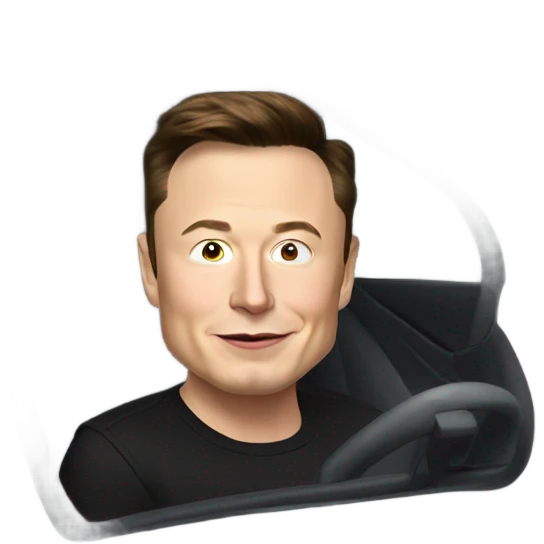 Elon musk in an Uber  emoji