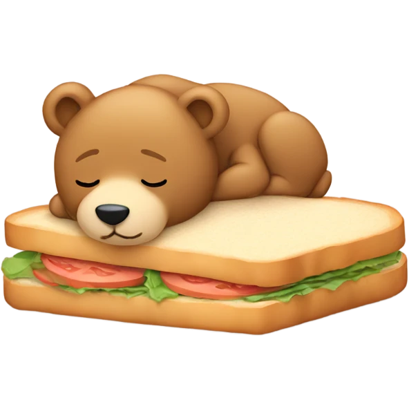 Sleeping teddy bear leaning against a sandwich  emoji