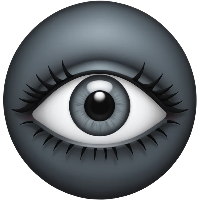 Minimal emoji, gothic futuristic eye, cold grey sclera, the pupil is fully replaced by a solid black number 8 eight, occult cyber aesthetic, sharp clean lines, flat emoji design, centered, transparent background emoji