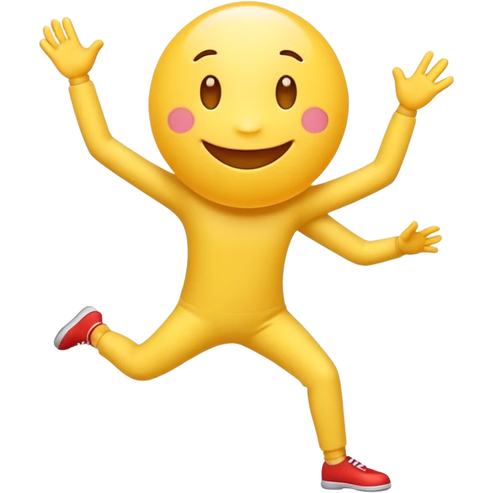 Create an regular circle emoji that has tiny legs at dance weird emoji