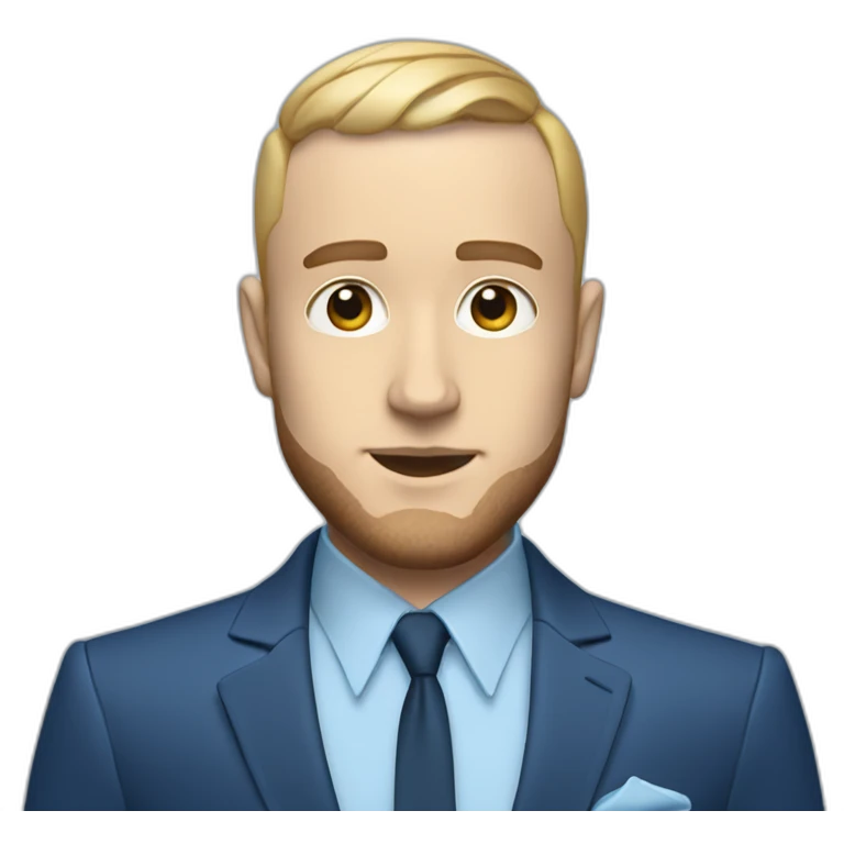 mac miller waving with a blonde comb over skin fade wearing a blue suit emoji