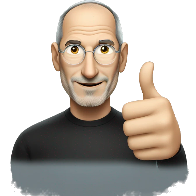 Steve Jobs shows thumbs up emoji