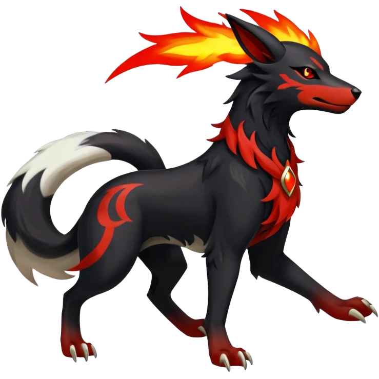 Shiny Exotic Excessive Mysterious Houndoom-Mightyena-Pokémon-Fakémon-hybrid-creature (full body) emoji