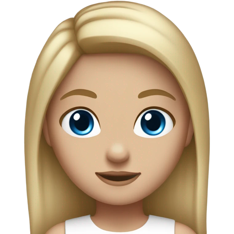 Girl with dirty blonde hair down straight blue eyes and white crop top  emoji