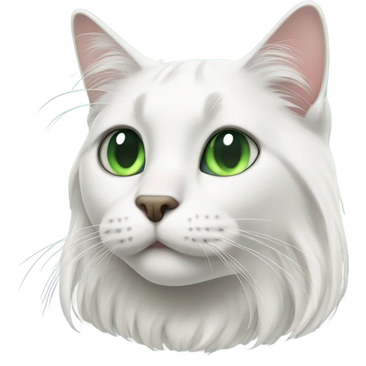 white long hair green eyed cat with black right ear emoji