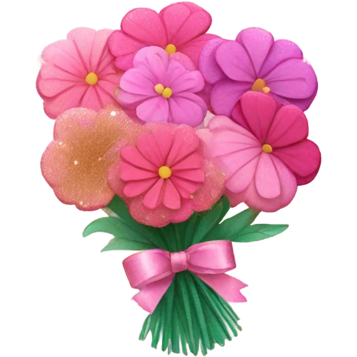Pink ombre bouquet of flowers with glitter  emoji
