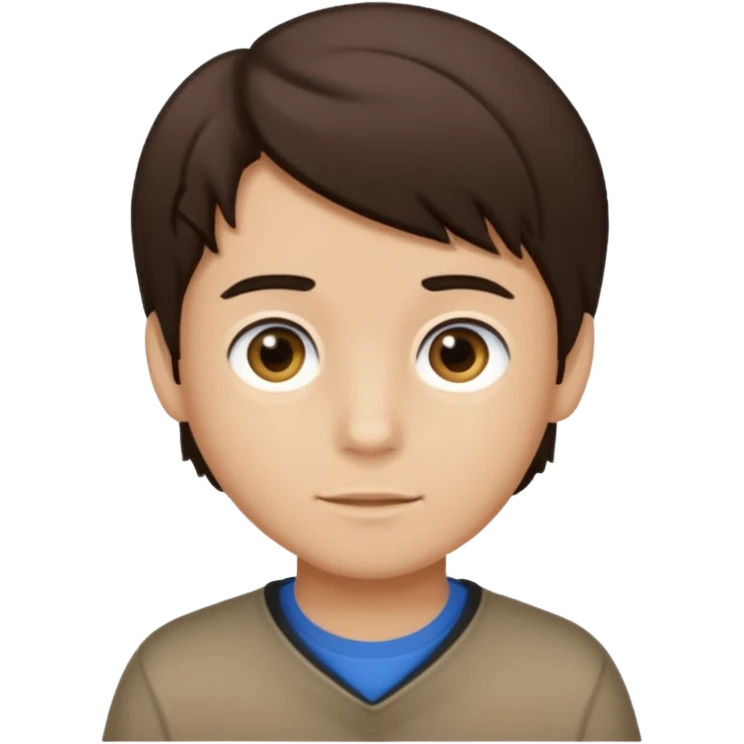 Dark brown hair, light brown skined and is a boy emoji