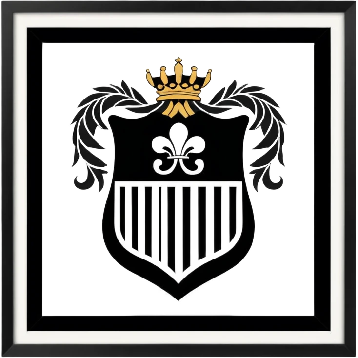 on forma clásica de heráldica, dividido en cinco franjas verticales alternadas en negro y blanco. En la parte superior tiene las siglas “GYE” y en la parte inferior el año “1908”. El diseño es simple, simétrico y con colores tradicionales blanco y negro. Que el fondo sea blanco emoji