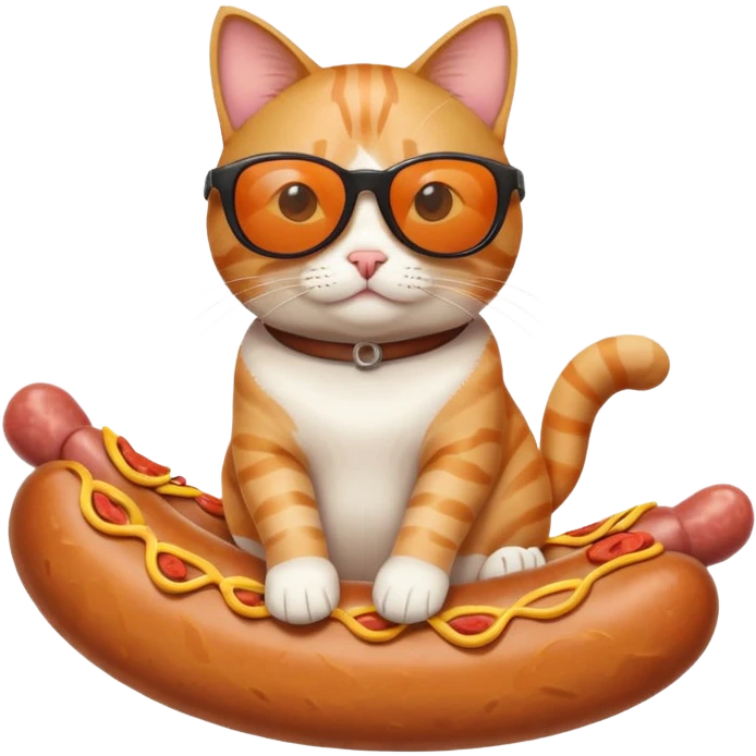 cat sitting on a sausage wearing sunglasses  emoji