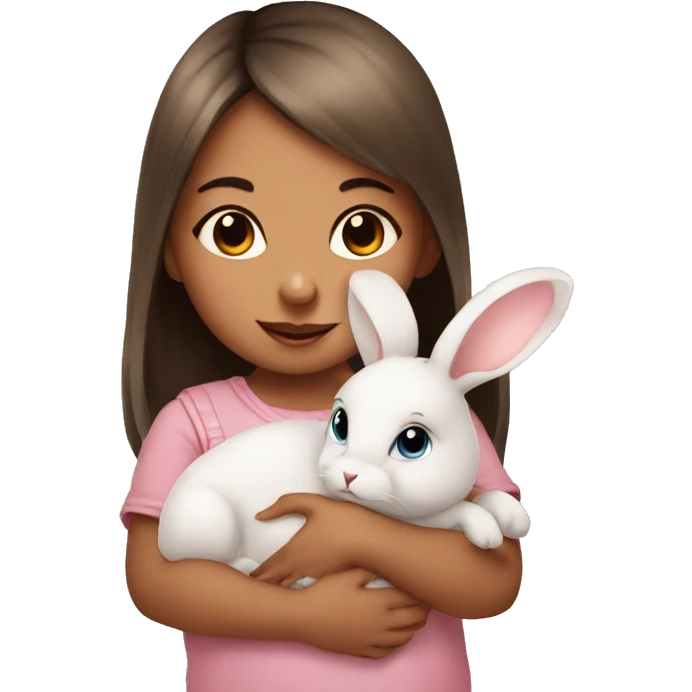 Baby girl with cute rabbit  emoji