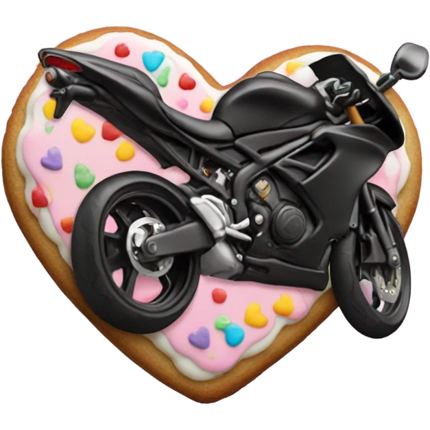 cookie heart with black motorbike  emoji