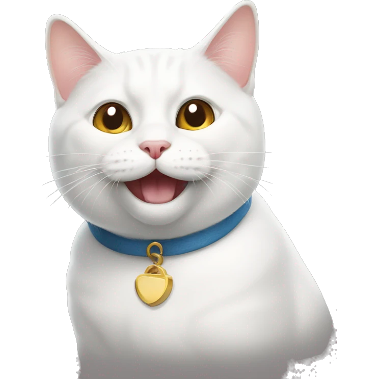 White British cat is smiling emoji