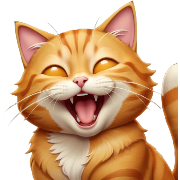 Cinematic Cute Yawning Ginger Tabby Cat Portrait Emoji, Head tilted slightly with a dramatic, wide-open yawn, sleek orange-brown fur with dark tabby stripes, sparkling amber eyes barely open, Simplified yet irresistibly adorable features, highly detailed, glowing with a soft, cozy glow, high shine, relaxed yet expressive, stylized with a touch of whimsy, bright and endearing, soft glowing outline, capturing the essence of a sleepy yet affectionate kitty, so drowsy it feels like it could stretch right out of the screen and curl up for a nap! emoji