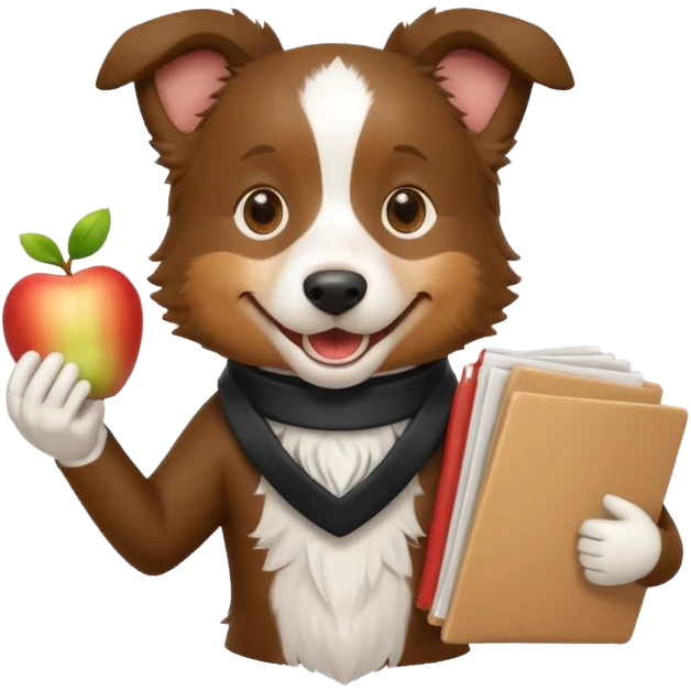 smiling border collie emoji holding multiple resumes in its mouth, friendly and energetic, no hands, apple emoji style emoji