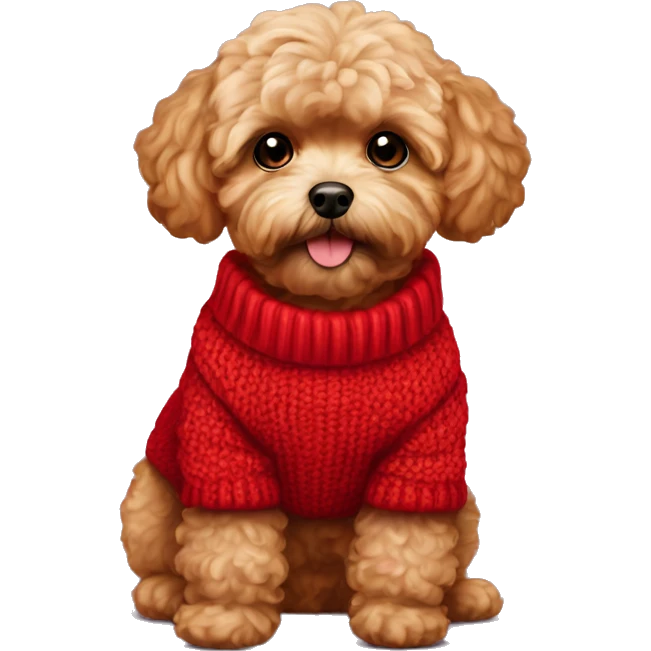 Red Maltipoo in red sweater  emoji
