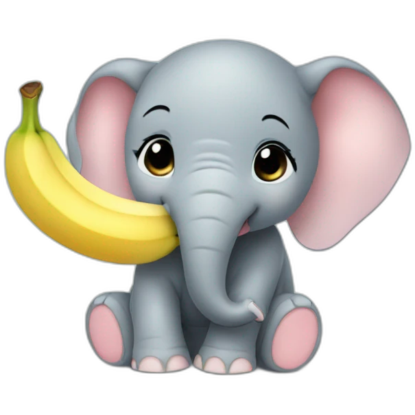 the cute baby elephant eats a banana emoji