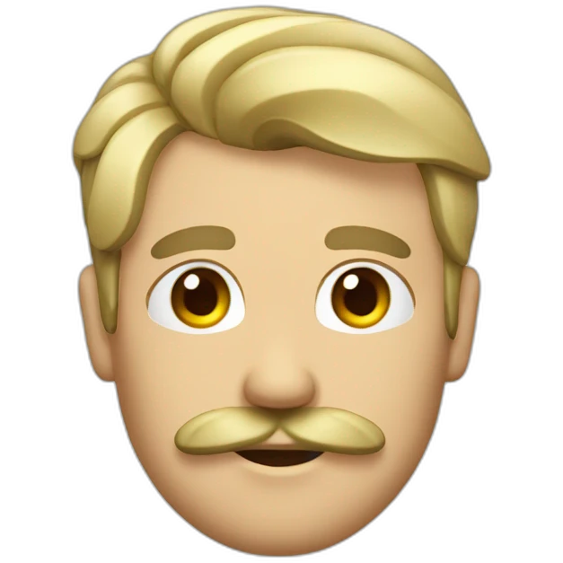 Man with plated hair and square moustache emoji