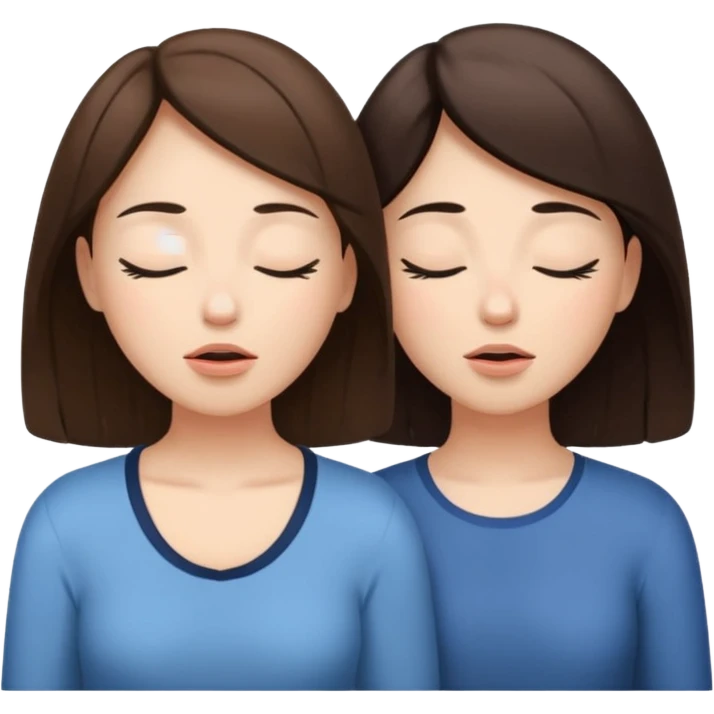 two brunetts breathing like doing yoga or meditating emoji