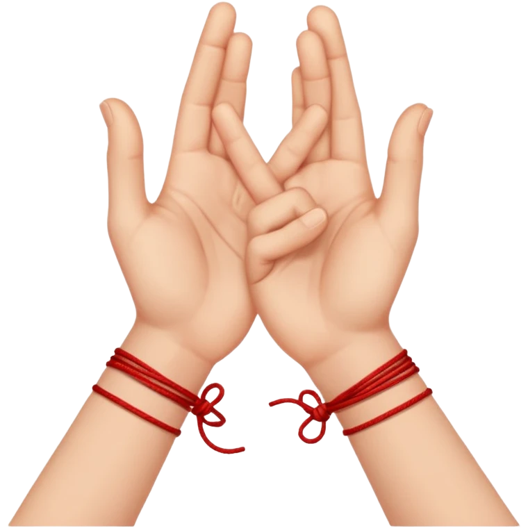 Dos manos entrelazadas con una hilo rojo emoji