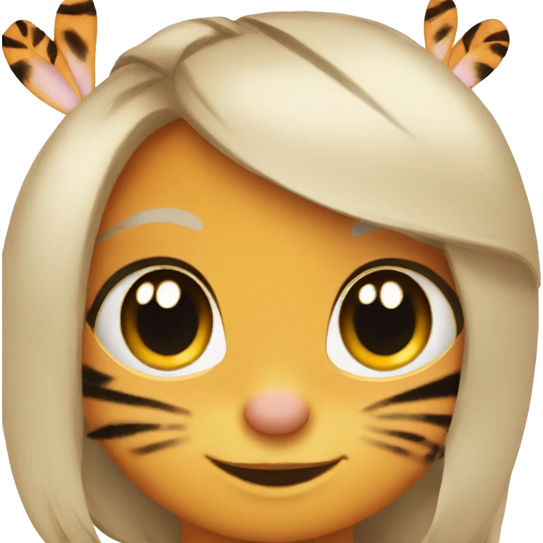 bunny with eyelashes and tiger next to her emoji