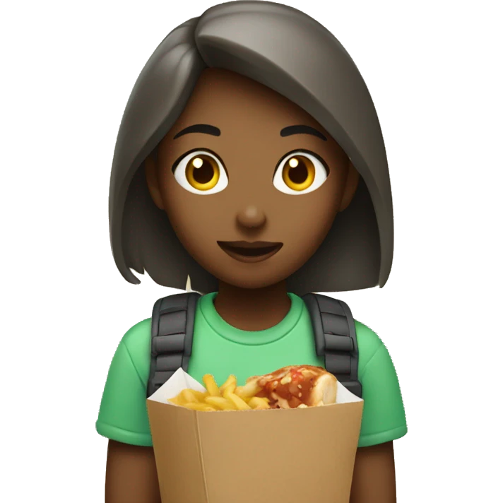 girl eating take out emoji