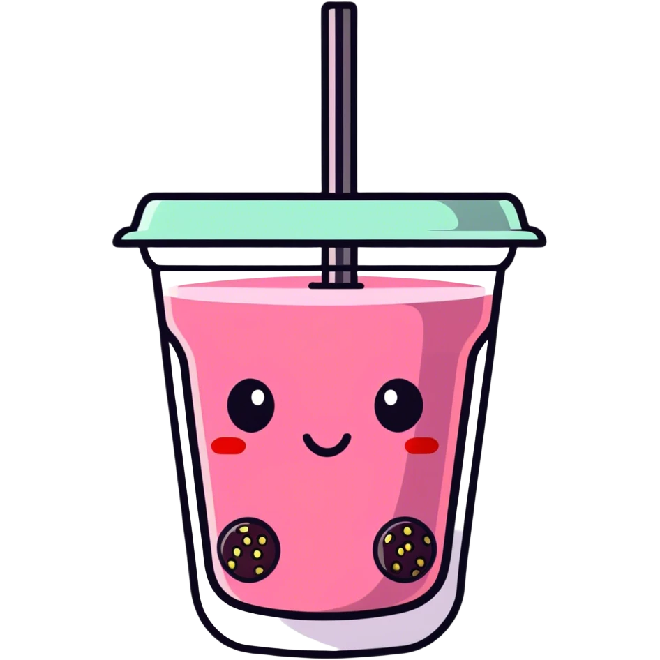 Strawberry boba tea emoji