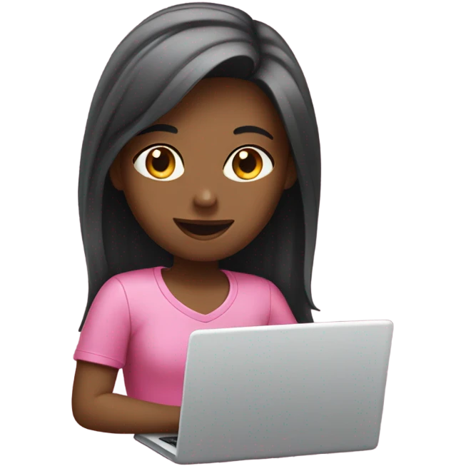 Girl using a pink laptop  emoji