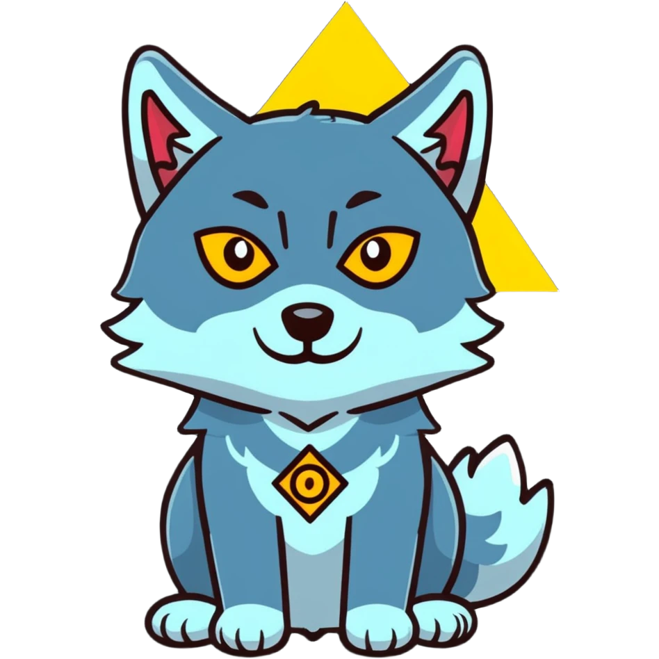 Spiritual wolf with glowing third eye emoji