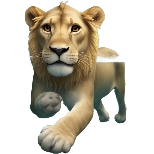 Lion swimming emoji