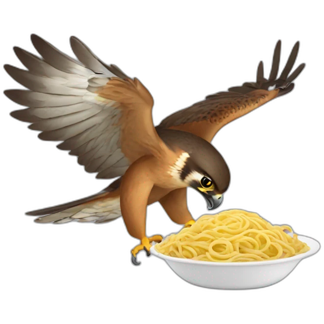 falcon eating pasta with fork and knife emoji