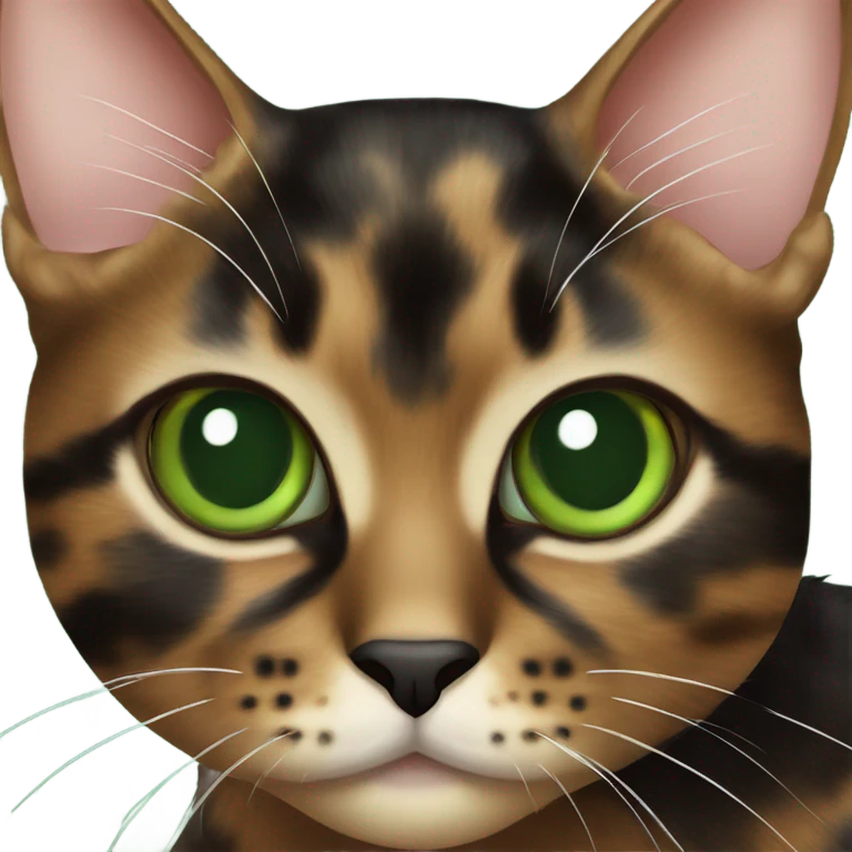 tortoiseshell cat with green eyes emoji