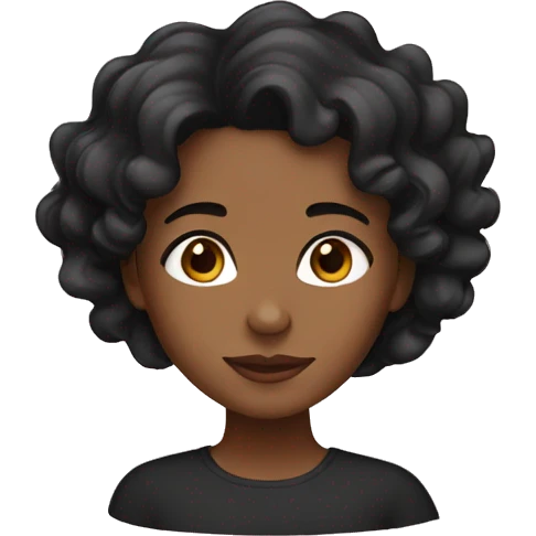 brown girl with wavy black hair emoji