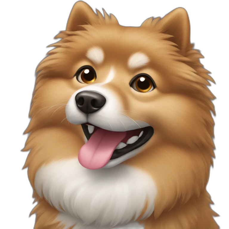 Spitz dog happy face only dark brown color hairy emoji