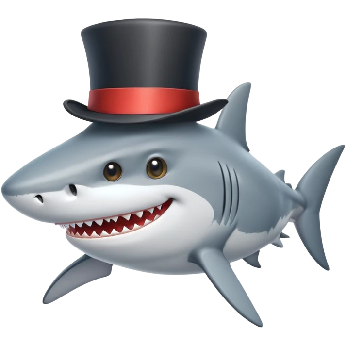Shark with a top hat emoji