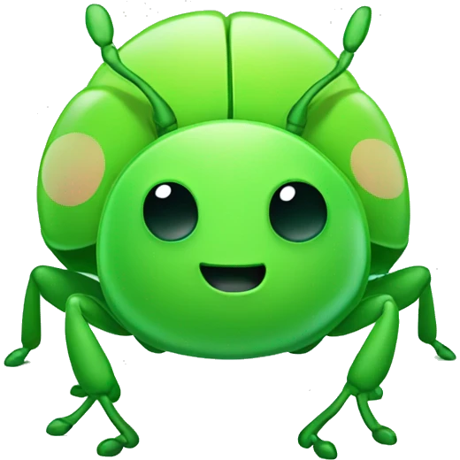 Green cute kawaii bug thinking emoji