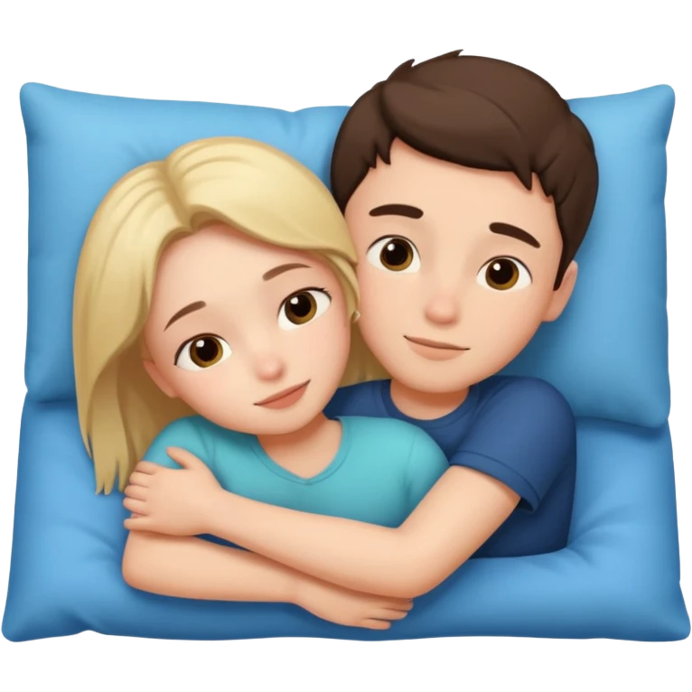 Boy and girl together close relationship cute Laying down hugging emoji