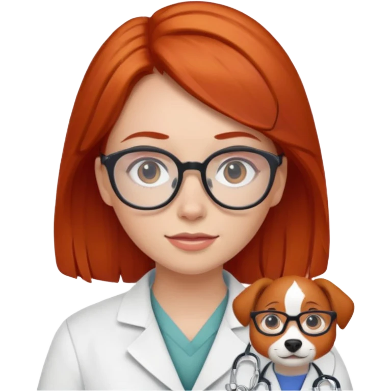 Рыжеволосая девочка в очках ветеринар  emoji