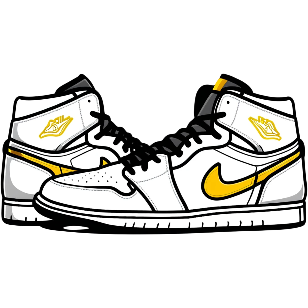 Jordan 1 sneaker, all black with a metallic gold swoosh emoji