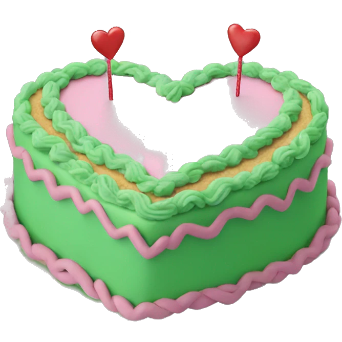 Brat green heart shaped birthday cake  emoji